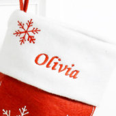 Snowflakes on Red Felt Christmas Stocking (Front)