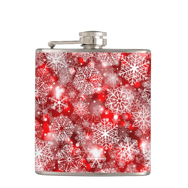 Snowflakes on red flask (Front)