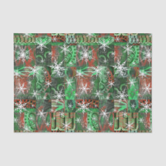 Snowflakes on Red Green Holiday Tissue Paper