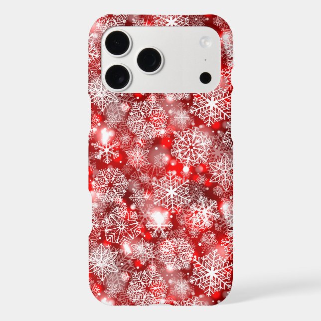 Snowflakes on red iPhone case (Back)