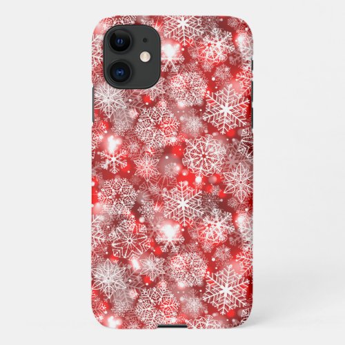 Snowflakes on red iPhone 11 case