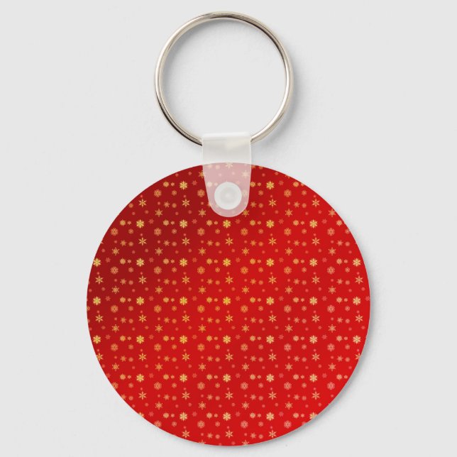 Snowflakes on red keychain (Front)