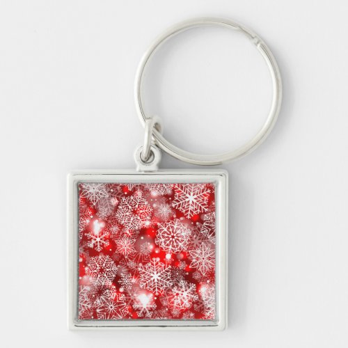 Snowflakes on red keychain