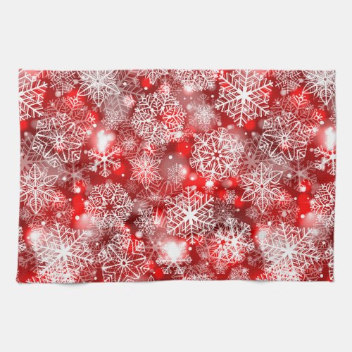 Snowflakes on red kitchen towel