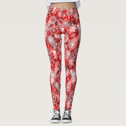 Snowflakes on red leggings