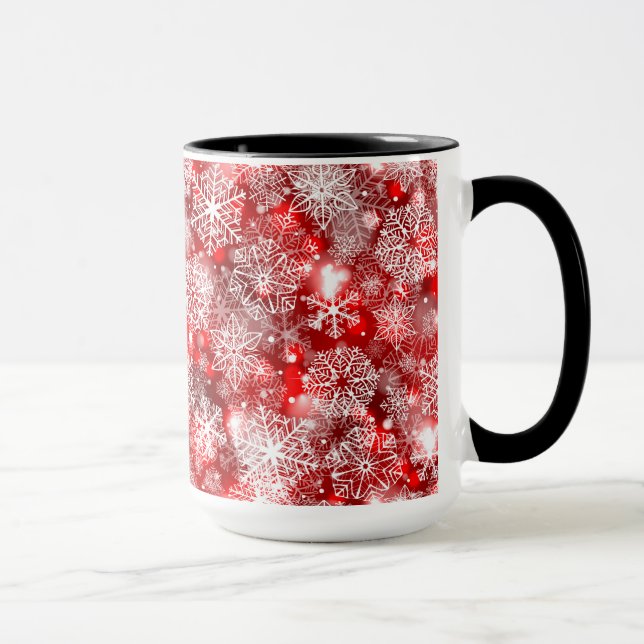 Snowflakes on red mug (Right)