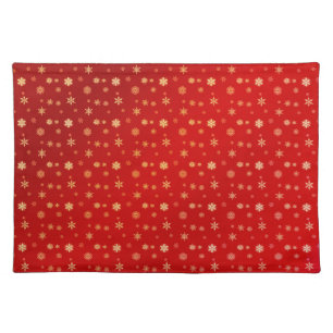 Snowflakes on red placemat