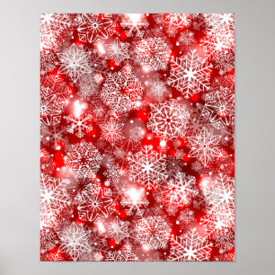 Snowflakes on red poster