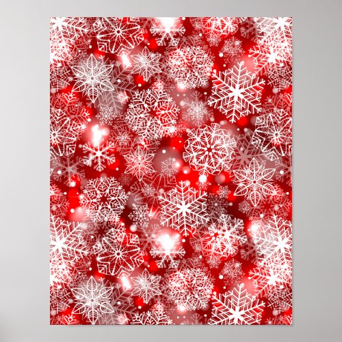 Snowflakes on red poster
