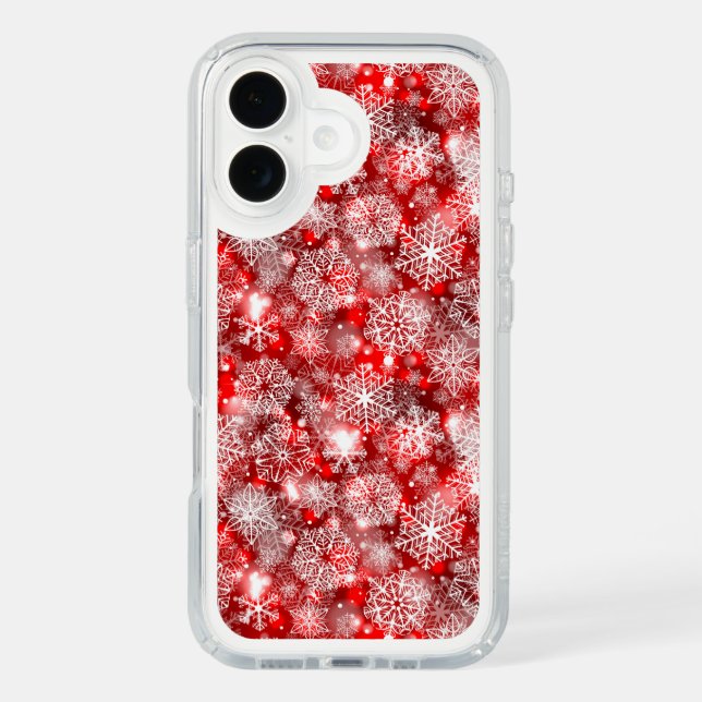 Snowflakes on red speck iPhone case (Front)