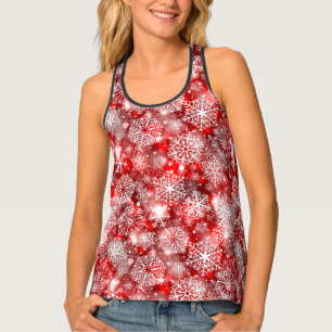 Snowflakes on red tank top