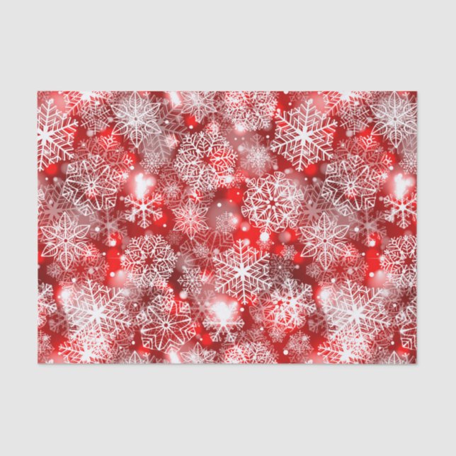 Snowflakes on red tissue paper (Front)