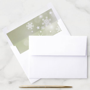 Snowflakes on Sage Envelope Liners