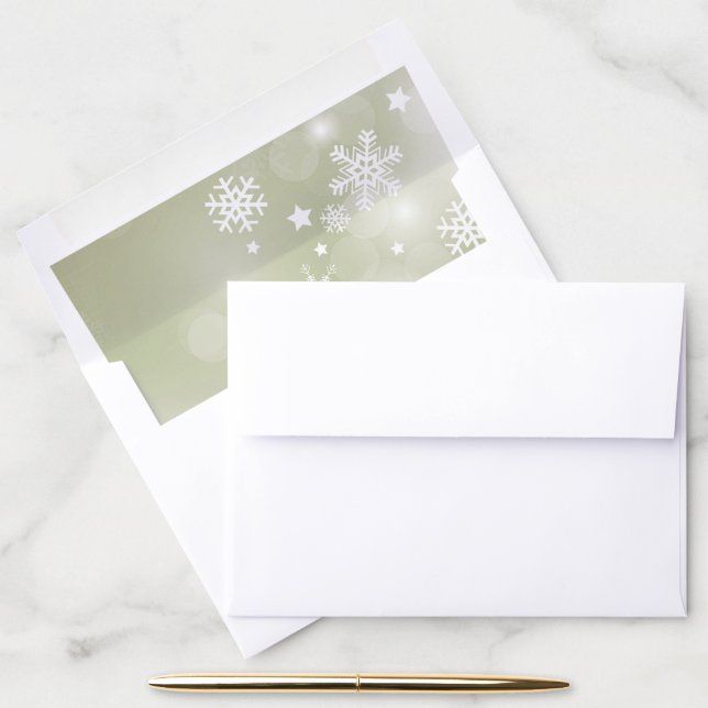 Snowflakes on Sage Envelope Liners (Desk)