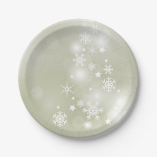 Snowflakes on Sage Paper Plates