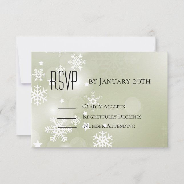 Snowflakes on Sage RSVP with Sage Back Card (Front)
