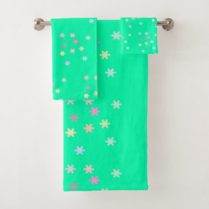 Snowflakes on Sea Spray Towel Set