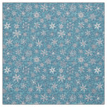 snowflakes on teal aqua blue snowstorm background fabric