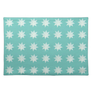 Snowflakes on Teal Cloth Placemat