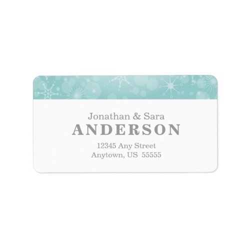 Snowflakes on Teal Label