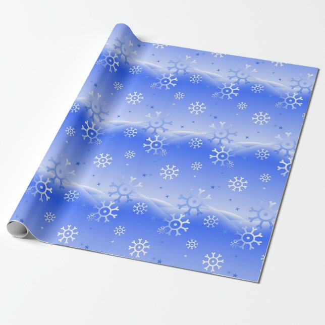 Snowflakes on the Hills Wrapping Paper (Unrolled)