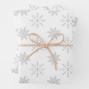 Snowflakes on White Wrapping Paper