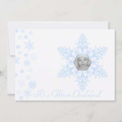 Snowflakes Onederland 1st Birthday Blue Personalized Invite