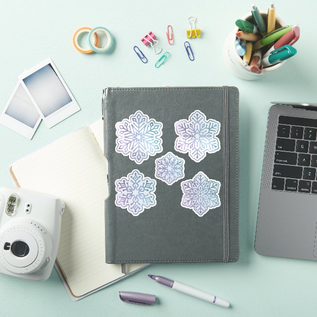 Snowflakes Opalescent Blue and Purple Sticker (iPad Cover)