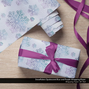 Snowflakes Opalescent Blue and Purple Wrapping Paper