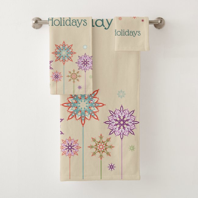 Snowflakes Ornaments Design Bath Towel Set