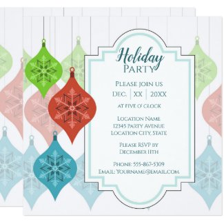Snowflakes Ornaments Holiday Party Invitation