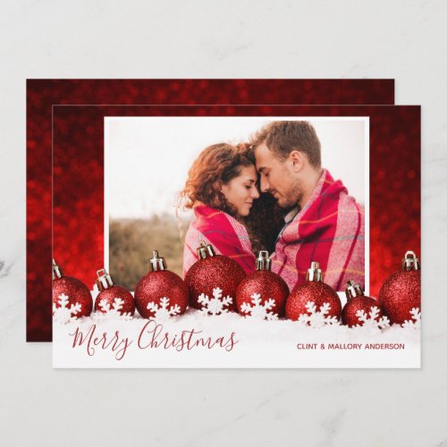 Snowflakes Ornaments Photo Christmas Holiday Card