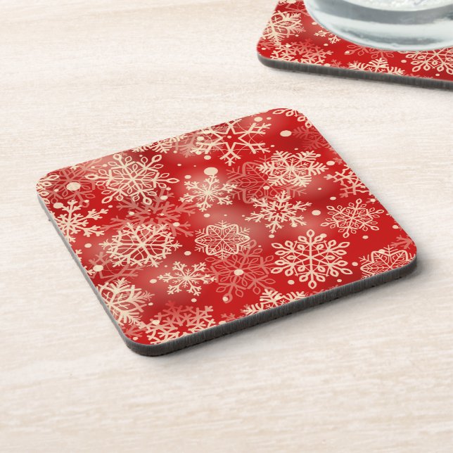 Snowflakes pattern beverage coaster (Left Side)