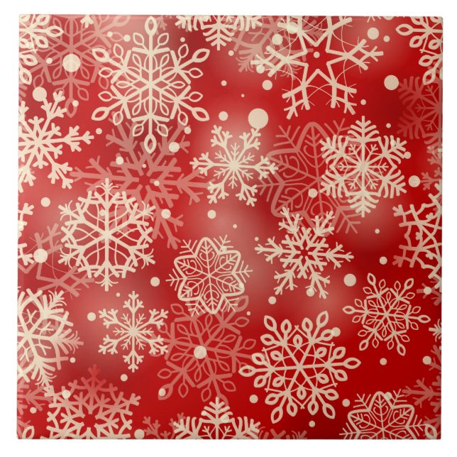 Snowflakes pattern ceramic tile (Front)