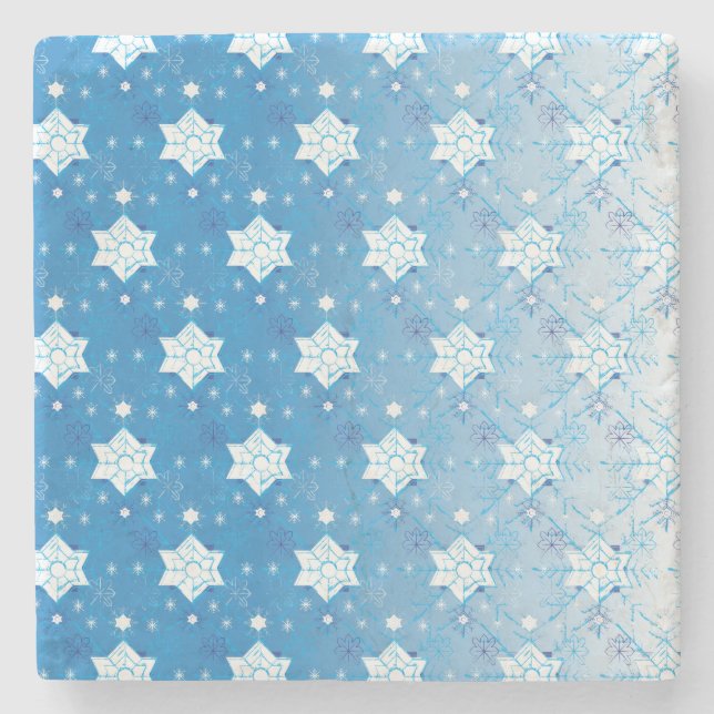 Snowflakes pattern I Stone Coaster (Front)