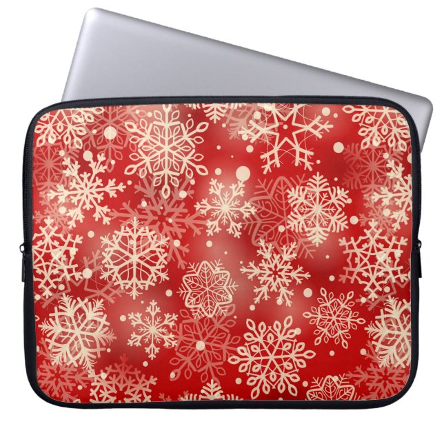 Snowflakes pattern laptop sleeve (Front)