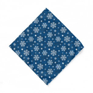 Snowflakes Pattern on Blue Bandana