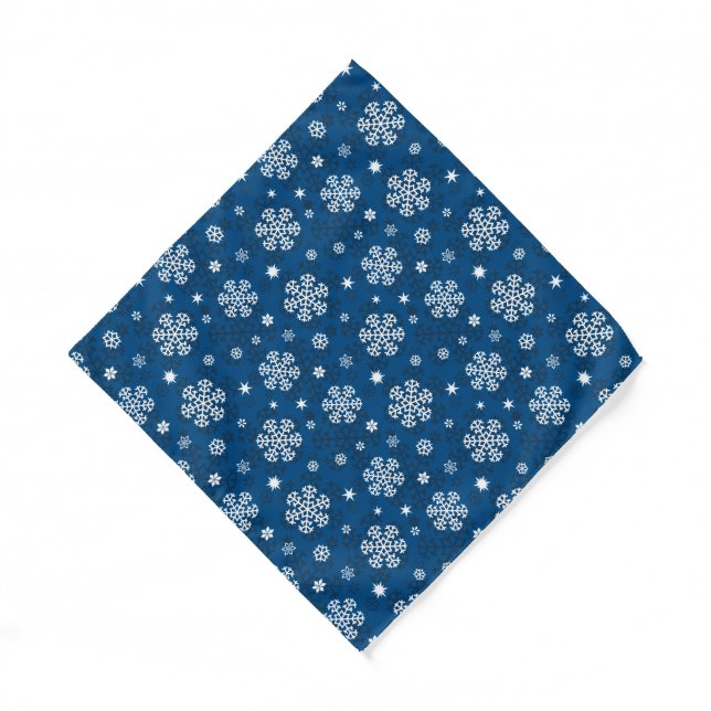 Snowflakes Pattern on Blue Bandana (Front)