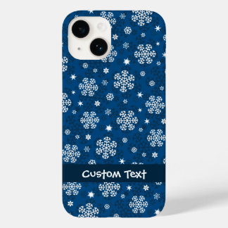 Snowflakes Pattern on Blue Case-Mate iPhone 14 Case