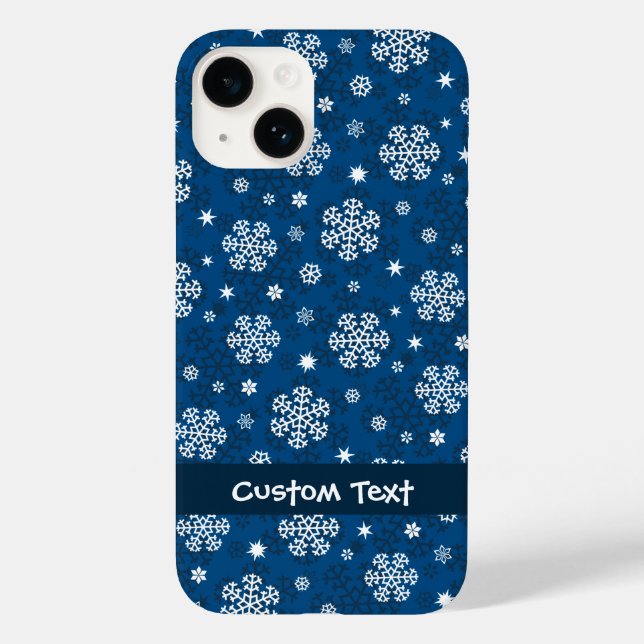 Snowflakes Pattern on Blue Case-Mate iPhone Case (Back)