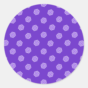 Snowflakes pattern on blue classic round sticker