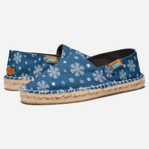 Snowflakes Pattern on Blue Espadrilles