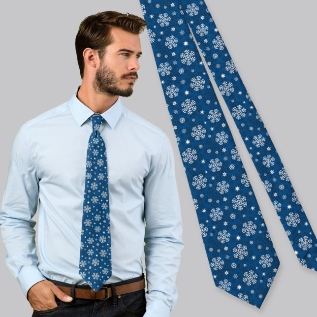 Snowflakes Pattern on Blue Neck Tie (Creator Uploaded)