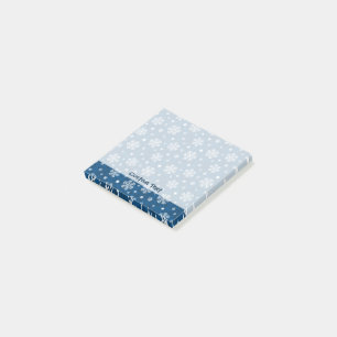 Snowflakes Pattern on Blue Post-it Notes
