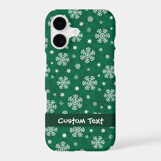 Snowflakes Pattern on Cadmium Green iPhone 17 Case