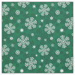 Snowflakes Pattern on Cadmium Green Fabric