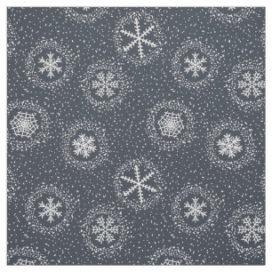 Snowflakes pattern on gray background fabric