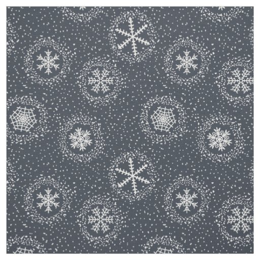 Snowflakes pattern on gray background fabric