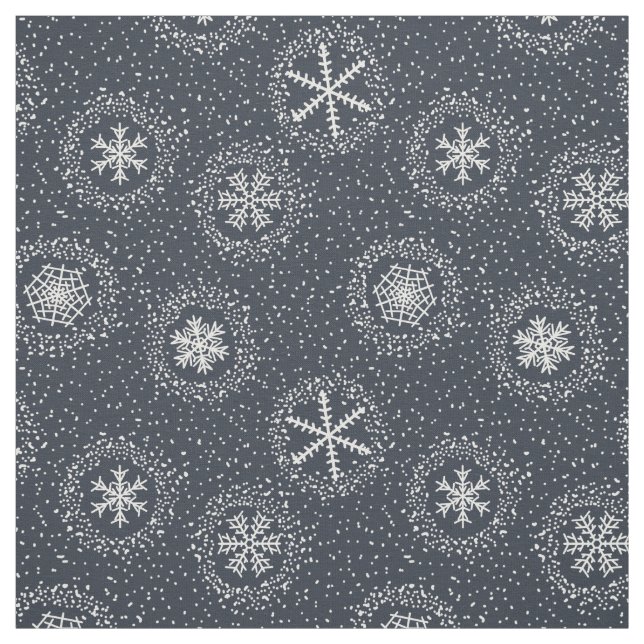 Snowflakes pattern on gray background fabric (Swatch)