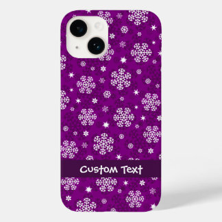 Snowflakes Pattern on Purple Case-Mate iPhone 14 Case